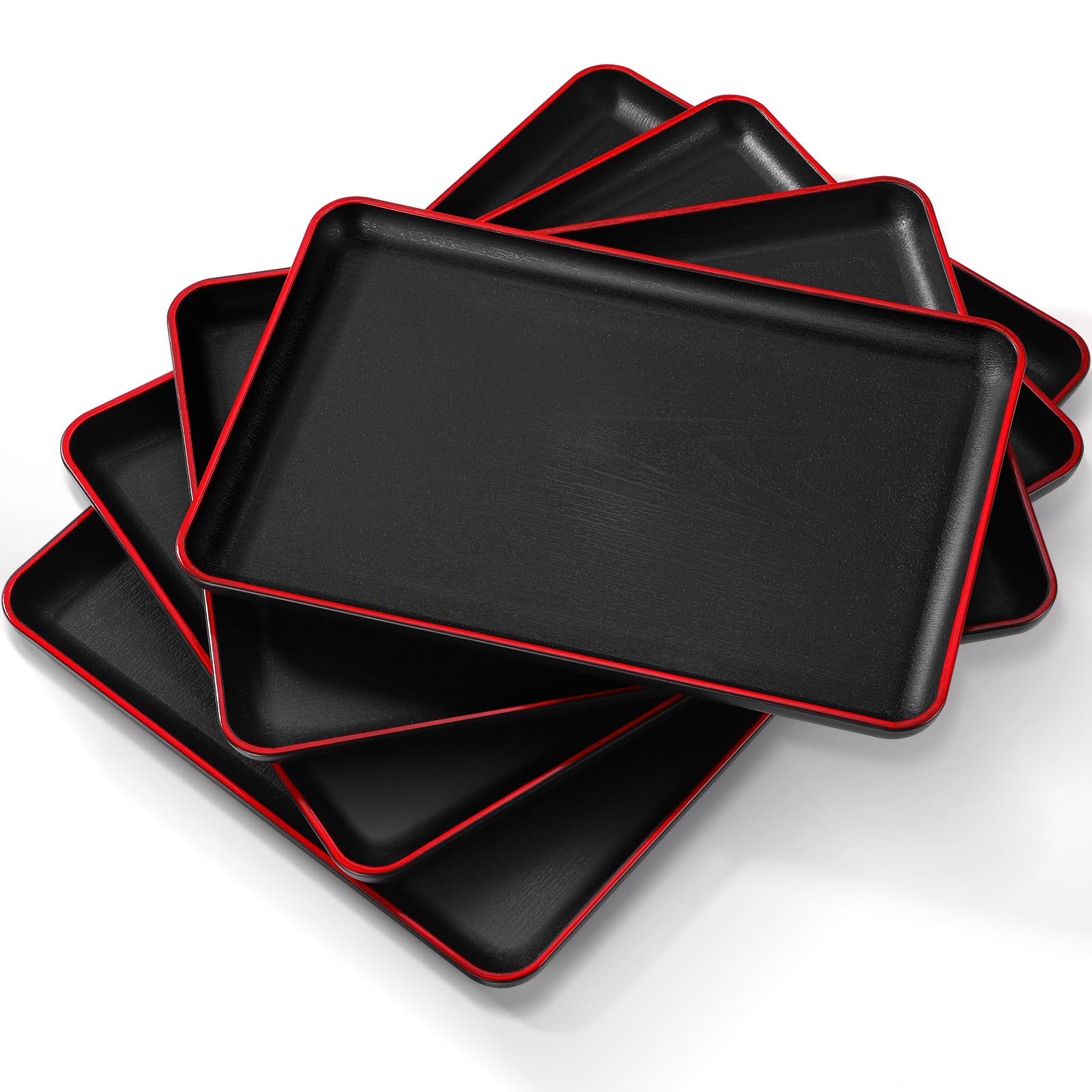 Rtteri Juego de 4 platos grandes de 15/14/13/12 pulgadas, bandejas de plástico irrompibles para servir alimentos, bandeja reutilizable para fiestas, bodas, hoteles, restaurantes, cenas en casa (negro