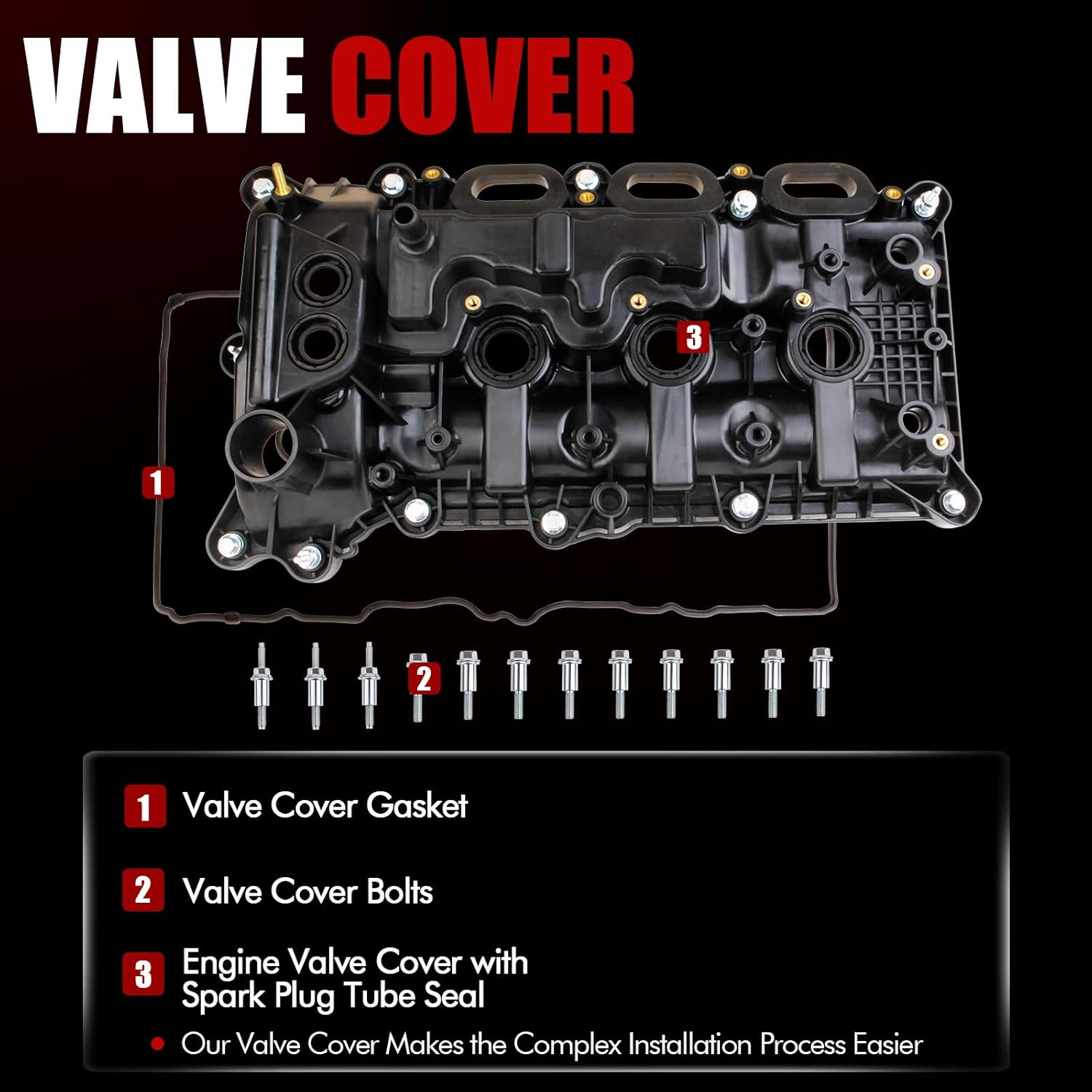 MITZONE Valve Cover Compatible with 2017-2020 Ford F-150 2018-2022 Expedition 3.5L V6 2018-2023 Lincoln Navigator 3.5L V6 Gas Turbo Left Driver Side with Gasket Bolts HL3Z-6582-G