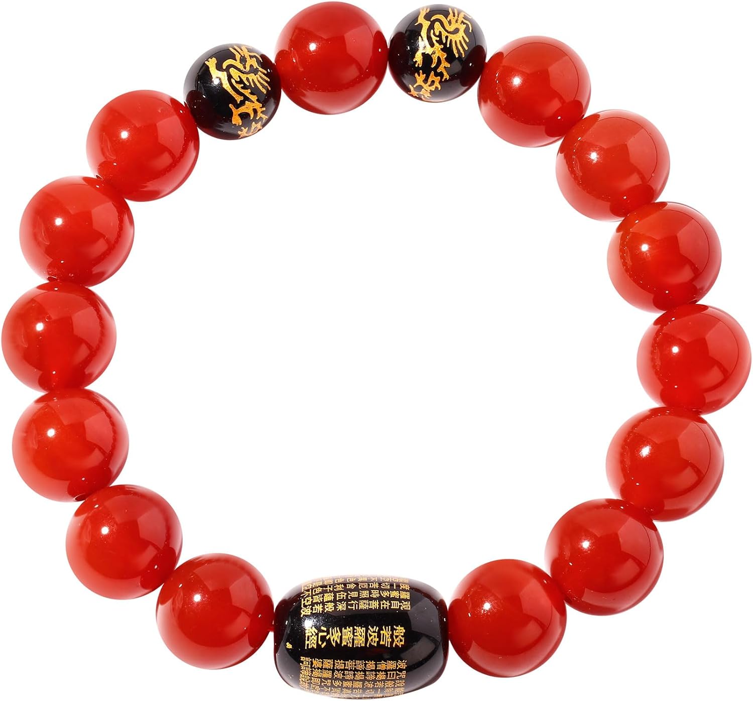 Feng Shui 12mm Spiritual Crystals Dragon Beaded Bracelets Wealth Good Luck Jewelry Stretch Bracelets for Women and Men