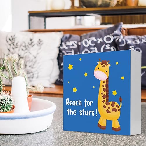 Miniatura 5 de Letreros de madera inspiradores para niños, caja de madera con texto en inglés "Reach for the Stars", decoración de escritorio, decoración de Be