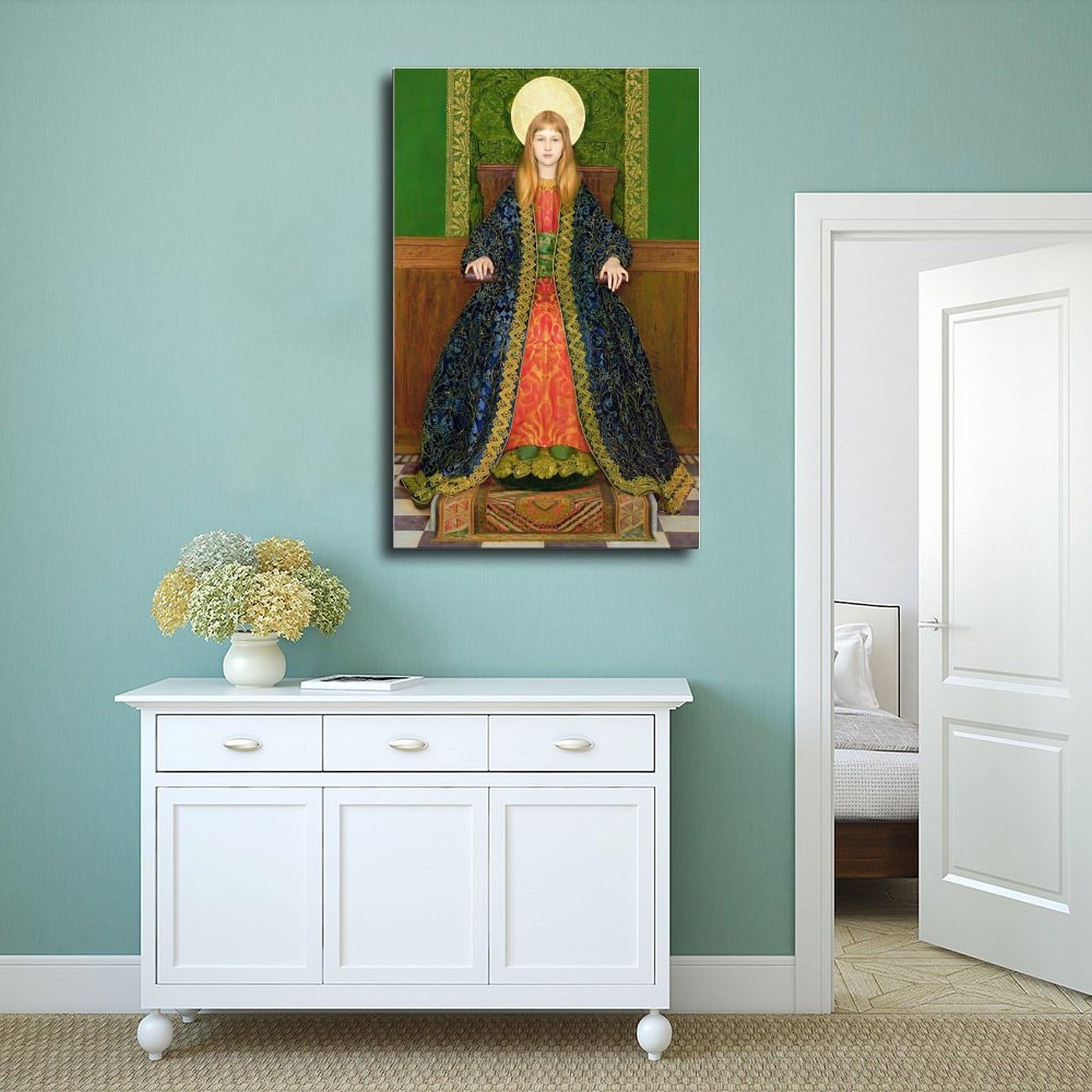ANFOTCM Thomas Cooper Gotch, dziecko na tronie, artystyczna dekoracja ścienna plakat rodzinny bar restauracja garaż kawiarnia artystyczny znak prezent 60 x 90 cm