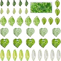 Pandahall 320pcs Green Acrylic Leaf Beads Charms - Transparent Maple Leaves Pendants for DIY Jewelry Necklaces Earrings
