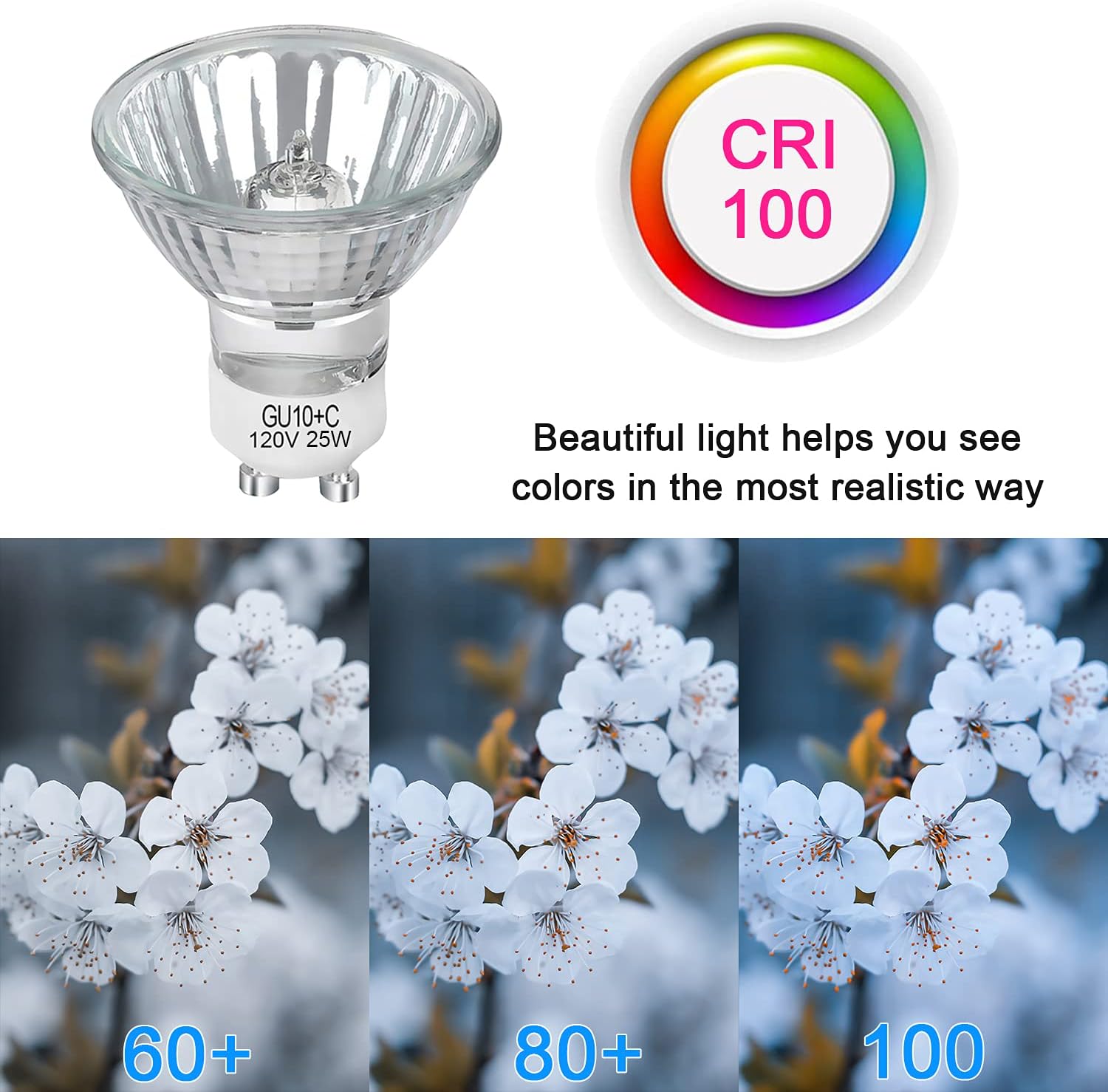GU10 Halogen Bulb 25 Watt NP5 Replacement Bulb for Candle Warmer, Scent Wax Burner, Fragrance Melt, GU10+C 120V 25W Warming Bulb, MR16 JDR with Glass Cover, Dimmable, Warm White 2700K (6 Pack)