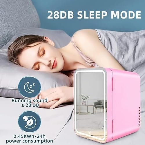 Miniatura 6 de GaRcan Mini Skincare Fridge, With Led Mirror, 8L Capacity Desk Fridge For Office, Hot And Cold, Car And Home Dual Use Refrigerator, Makeup Fridge