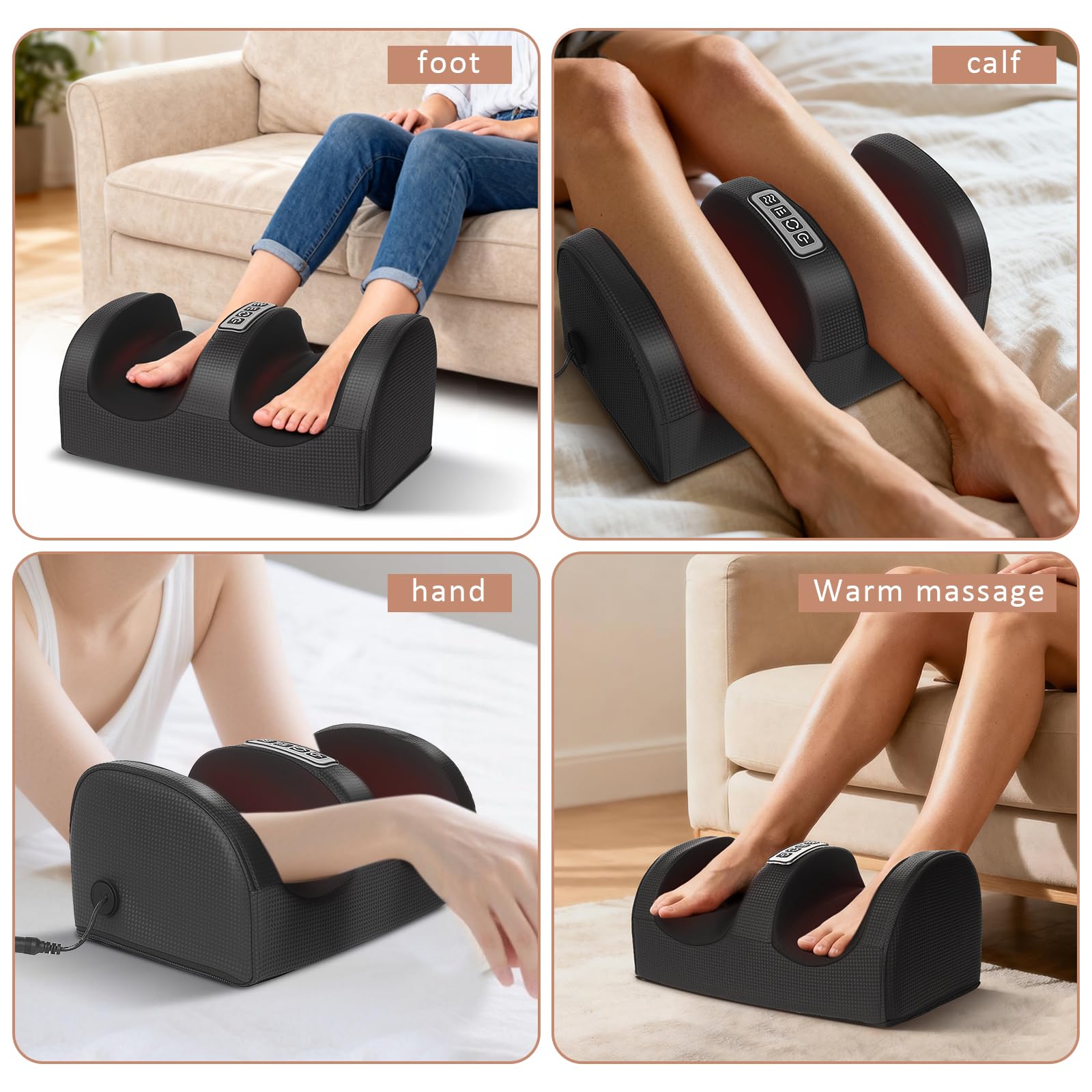 Massage pieds Avec Chauffage, Massage Shiatsu PéTrissant, Relaxant Les Muscles Des Pieds et Des Jambes, Masseur de Jambes pour Bureau/Maison, Cadeau Pour Maman, Papa