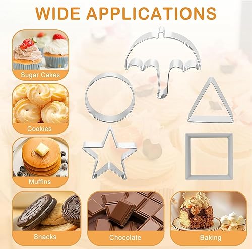 Miniatura 3 de Herramientas coreanas para hacer dulces de azúcar, kit de cortadores de galletas de acero inoxidable para paraguas, triangular, estrella, redondo,
