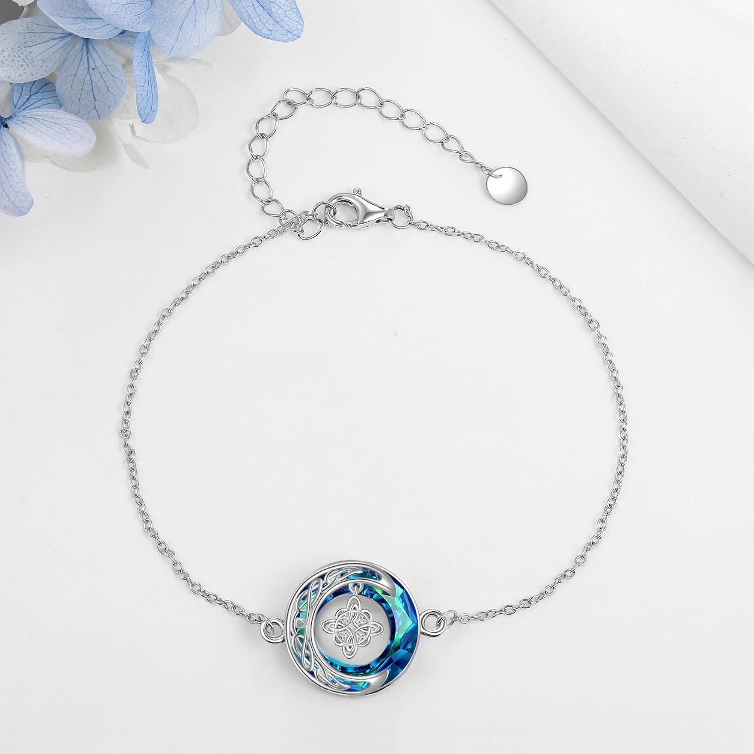 YFN Celtic Witches Knot Bracelet Sterling Silver Witches Crescent Crystal Bracelet Pagan Witch Jewelry For Women - Image 3