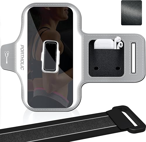 Miniatura 11 de PORTHOLIC 2025 Brazalete Deportivo Resistente al Agua para Teléfono Móvil con Correa Extensible, Ranura para Tarjetas, hasta 6,9" para iPhone Morado