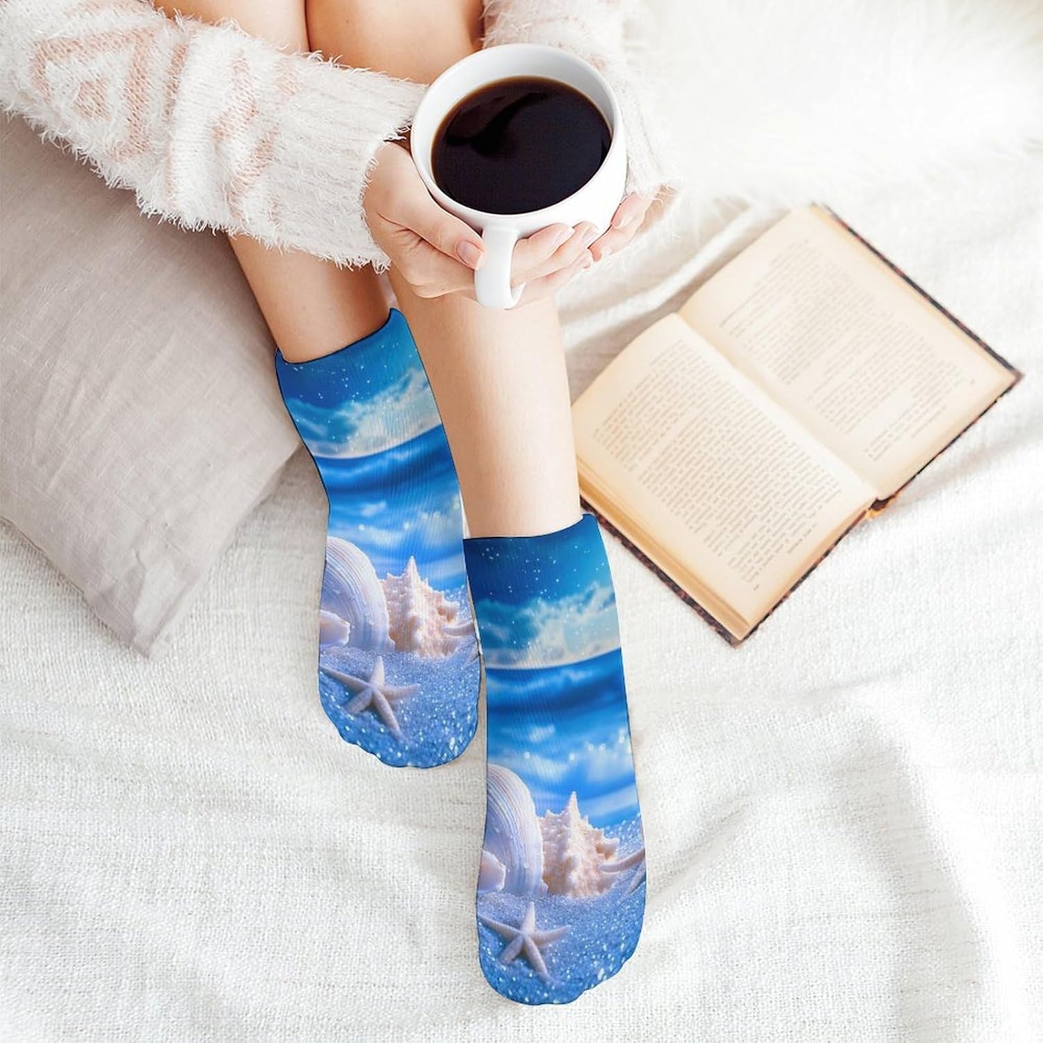 Beach Seashell 5 Pairs Ankle Socks Athletic Low Cut No Show Short Socks for Men Women
