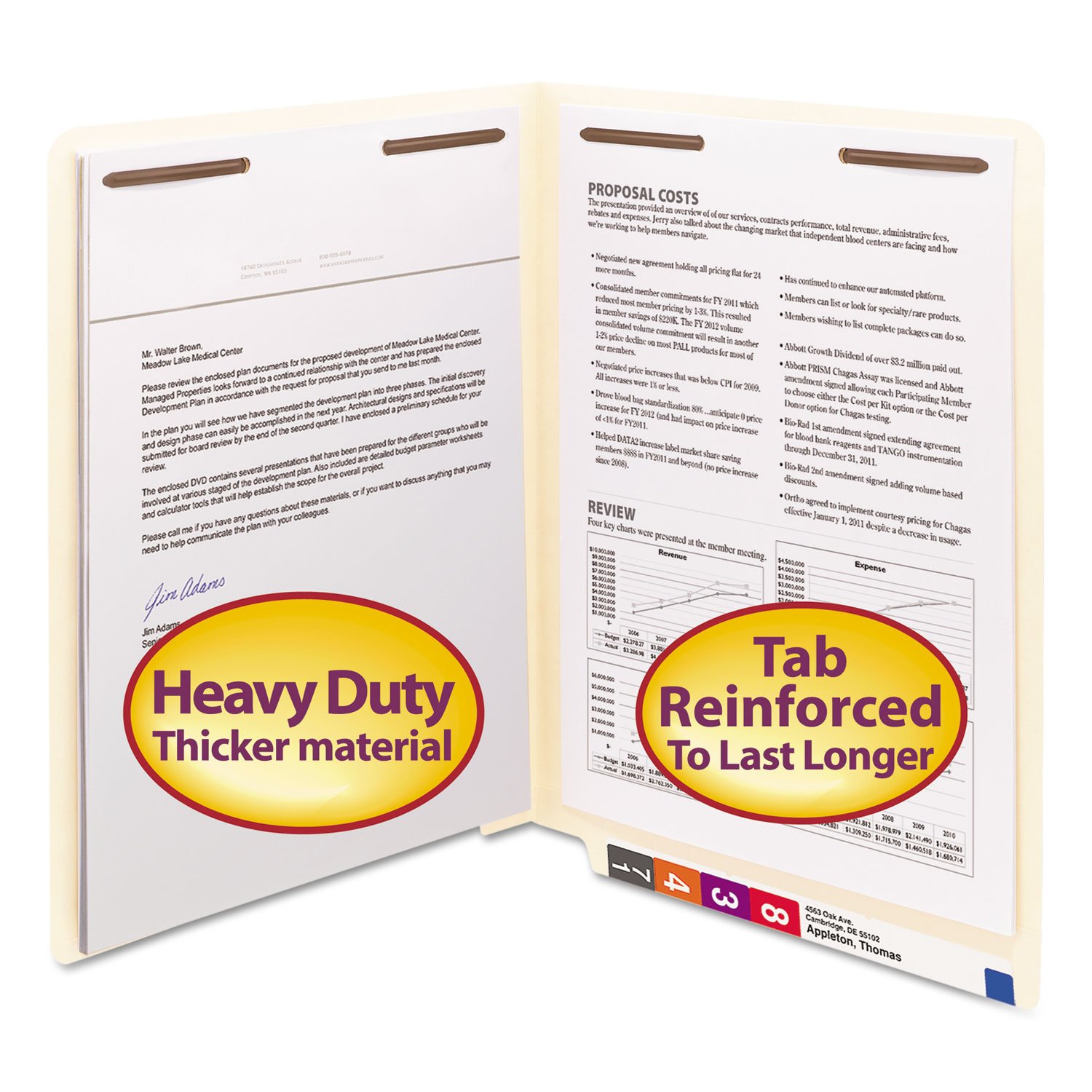 Photo 1 of Smead Heavyweight Folders, Two Fasteners, End Tab, Letter, 14 Point Manila, 50/Box