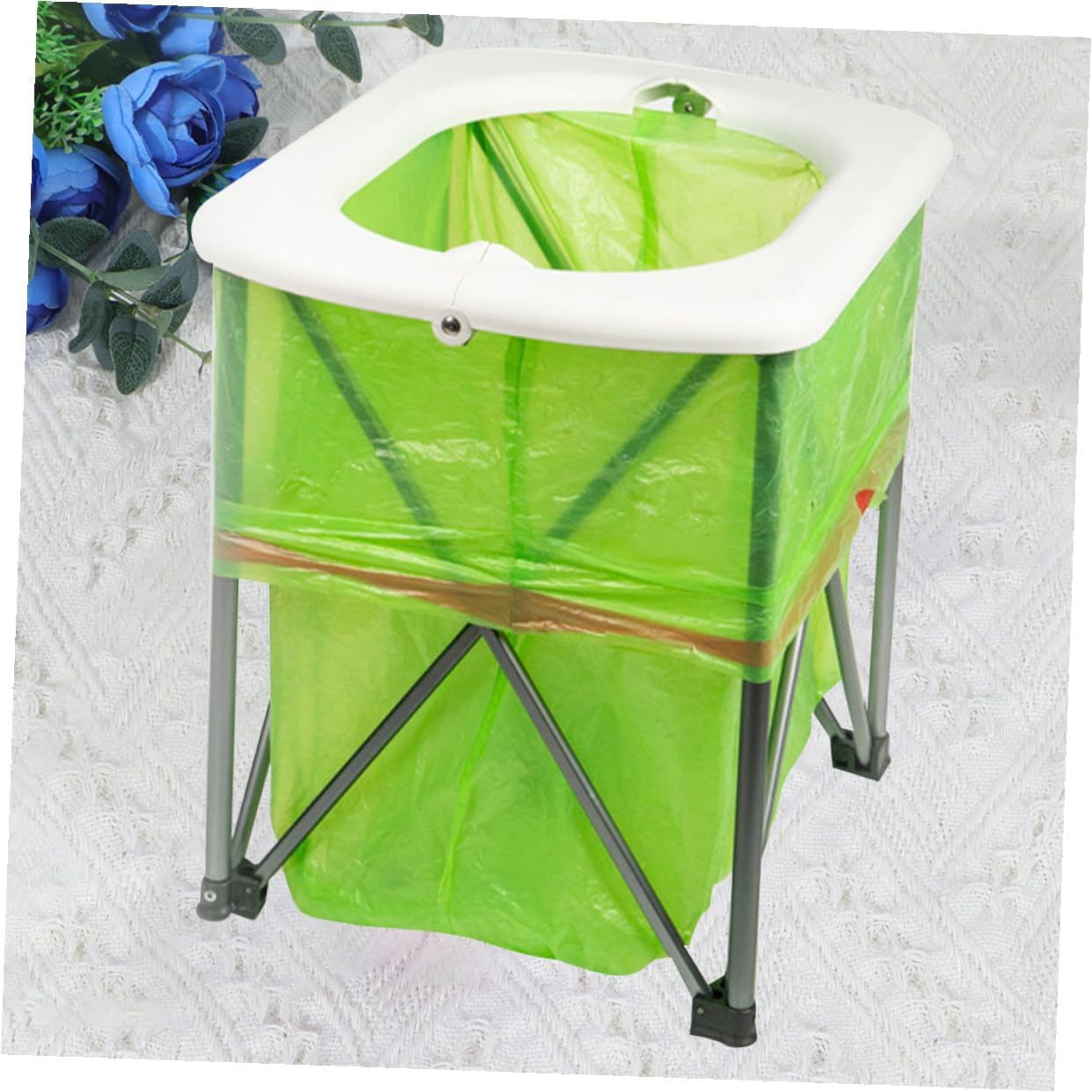 Portable Folding Toilet Outdoor Emergency Portable Toilet Pedestal Pan Multifunctional Lightweight Camping Hiking Potty for Road Trips and Construction Sites White