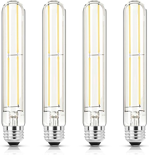 Bombilla Edison de 7.3 pulgadas, bombilla LED E26 blanca neutra de 4000 K, 60 W regulable, bombilla T10 de 6 W, bombillas tubulares largas de vidrio