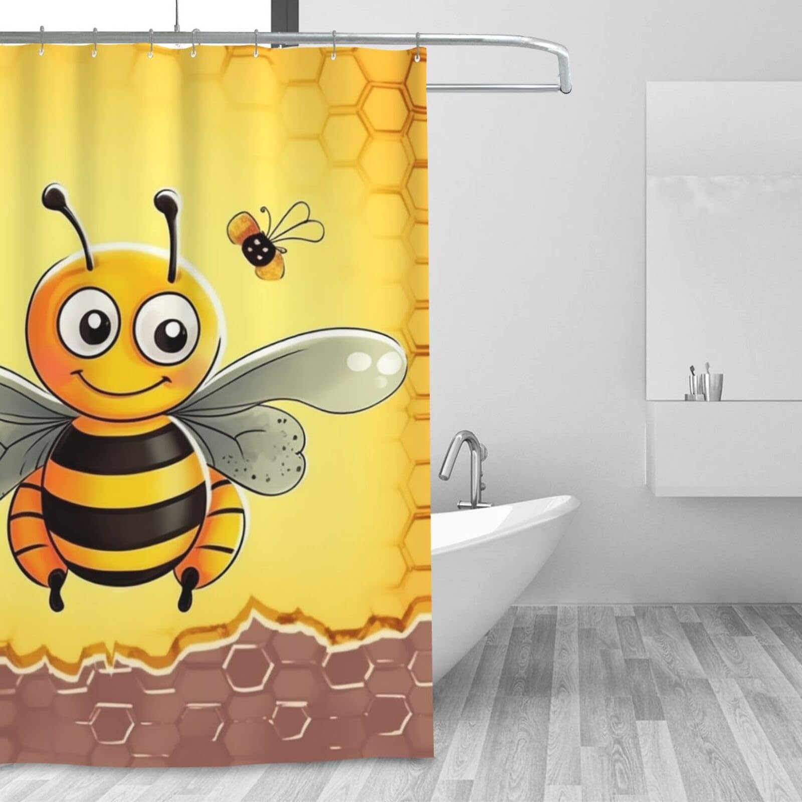Rideau de douche d'hiver imperméable lavable imprimé abeille 183 x 183 cm