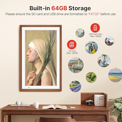 Miniatura 14 de Uhale - Marco de fotos digital de 10.1 pulgadas con tarjeta SD de almacenamiento de 32 GB, marcos de fotos electrónicos con pantalla táctil IPS HD