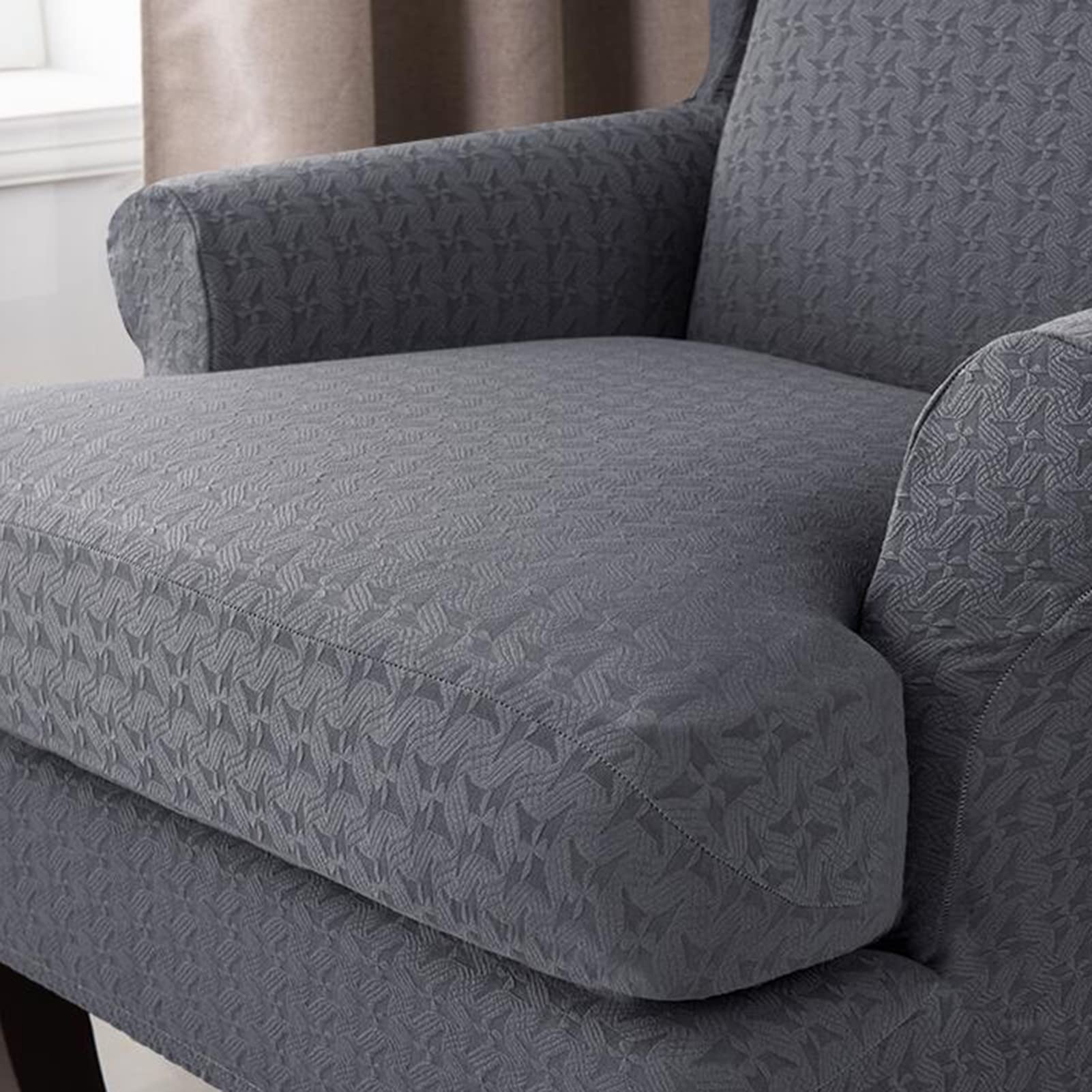 2 Stück Ohrensessel Überzug, Strecken Ohrensessel Überzug Bezug Rutschfester stilvoller Ohrensesselbezug aus Spandex-Gewebe für Wohnzimmer Schlafzimmer -Schwarz