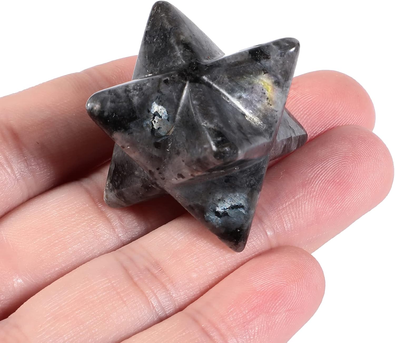 Lovionus89 Natural Labradorite Merkaba Crystal Protection Sacred Meditation Energy Generator Healing Chakra Six-pointed Star 1 Inch