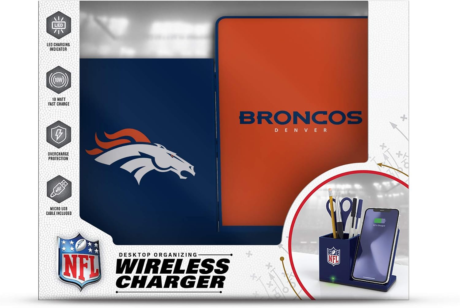 SOAR NFL Unisex Wireless Charging Stand and Desktop Organizer
