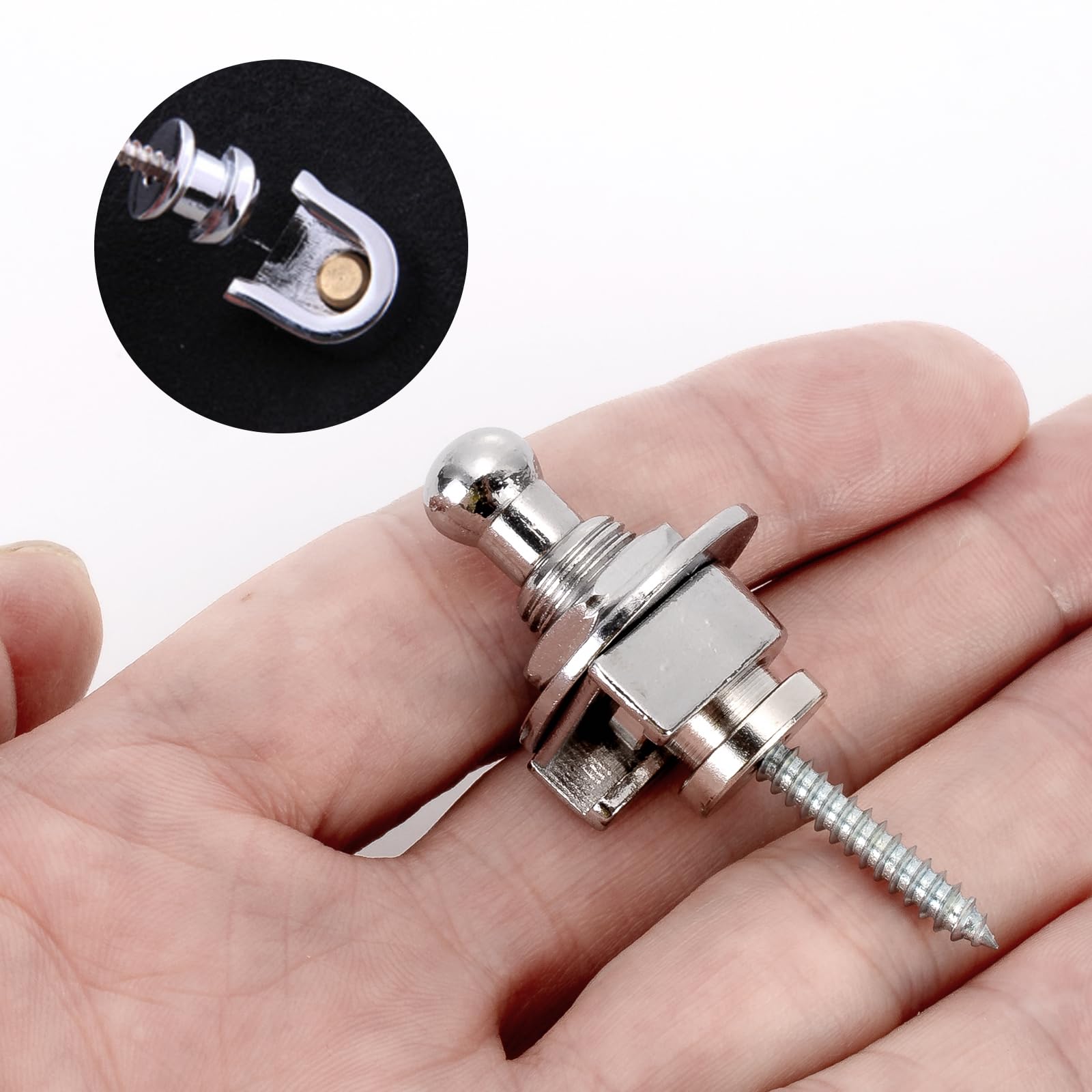 4 x Chrom Runde Köpfe Pins für Strat Tele Gitarre Gurt Schlösser Bass Body