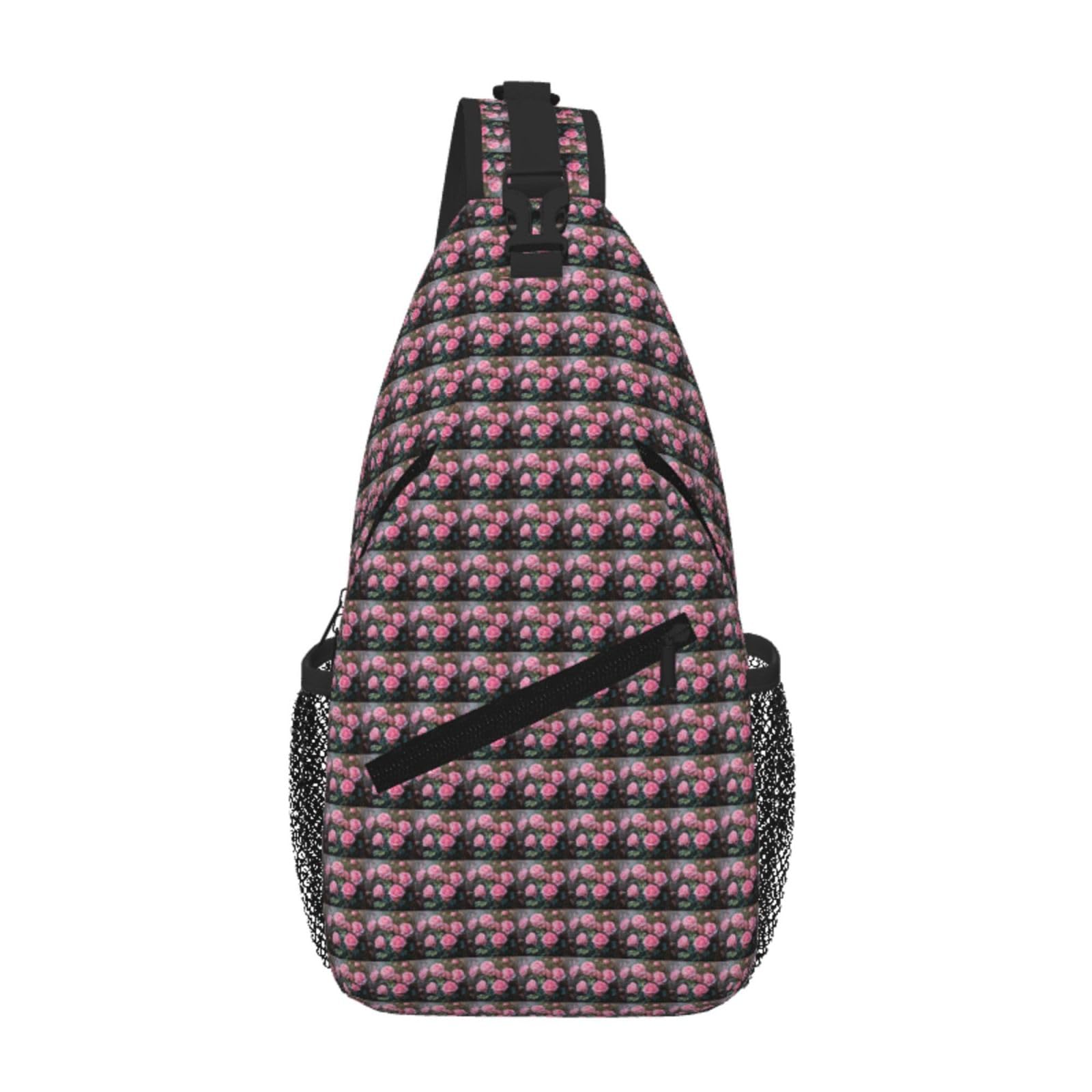 Bolso diagonal ligero con estampado de rosas frescas y tejido resistente 8