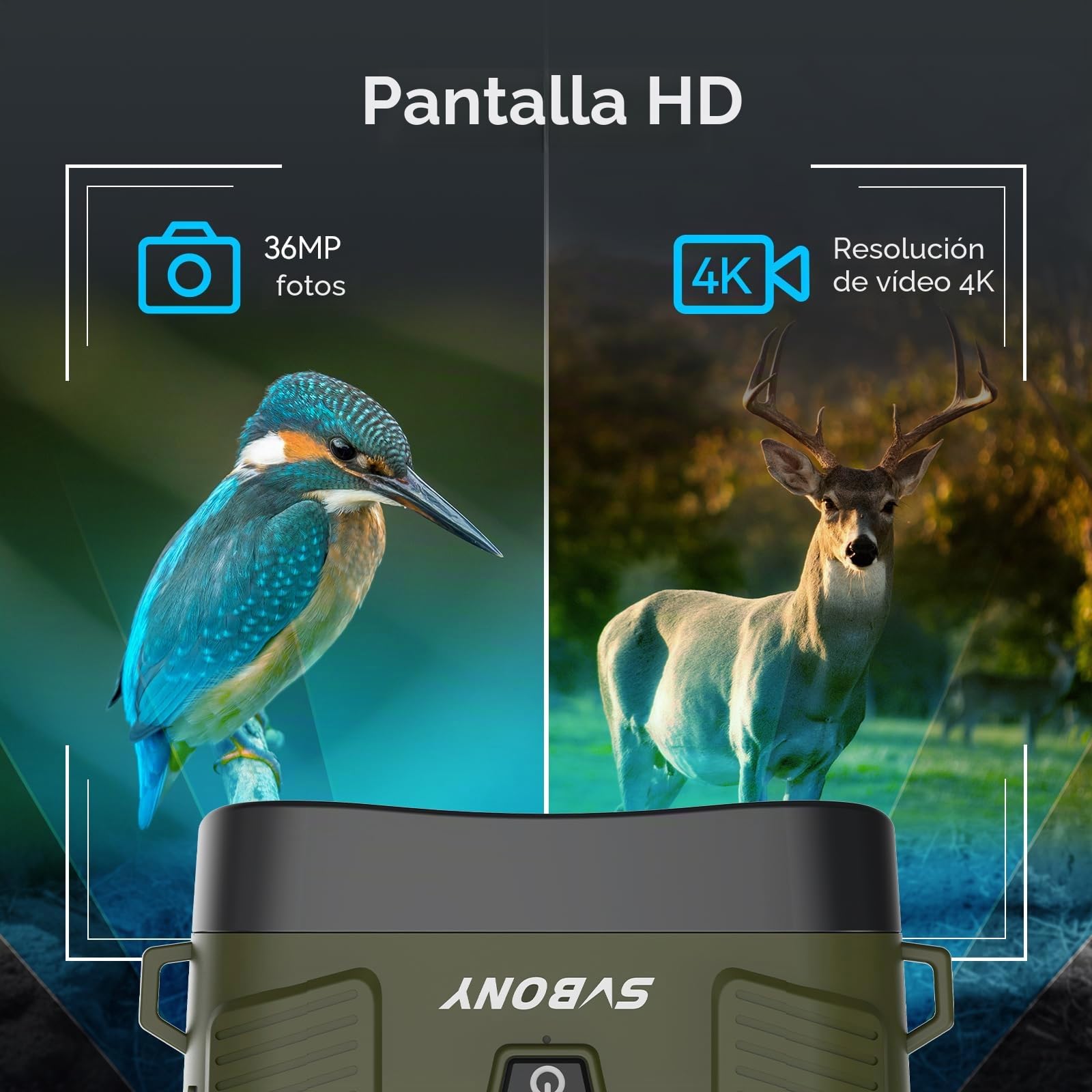 Svbony Juego de Binoculares de Visión Nocturna, Zoom 8X, 3" HD Infrarrojo Alto Vídeo 4K e Imagen 36MP, 5000mAh Recargable Bisel de Visión Nocturna, Gemela Nocturna para Caza con Tarjeta TF 32 GB