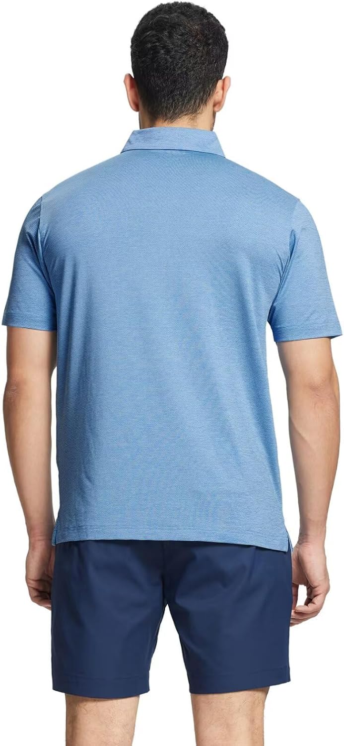 Rouen Mens Golf Shirts Short Sleeve Quick Dry Breathable Active Heather Jacquard Regular Fit Casual Polo Shirts for Men - Image 4