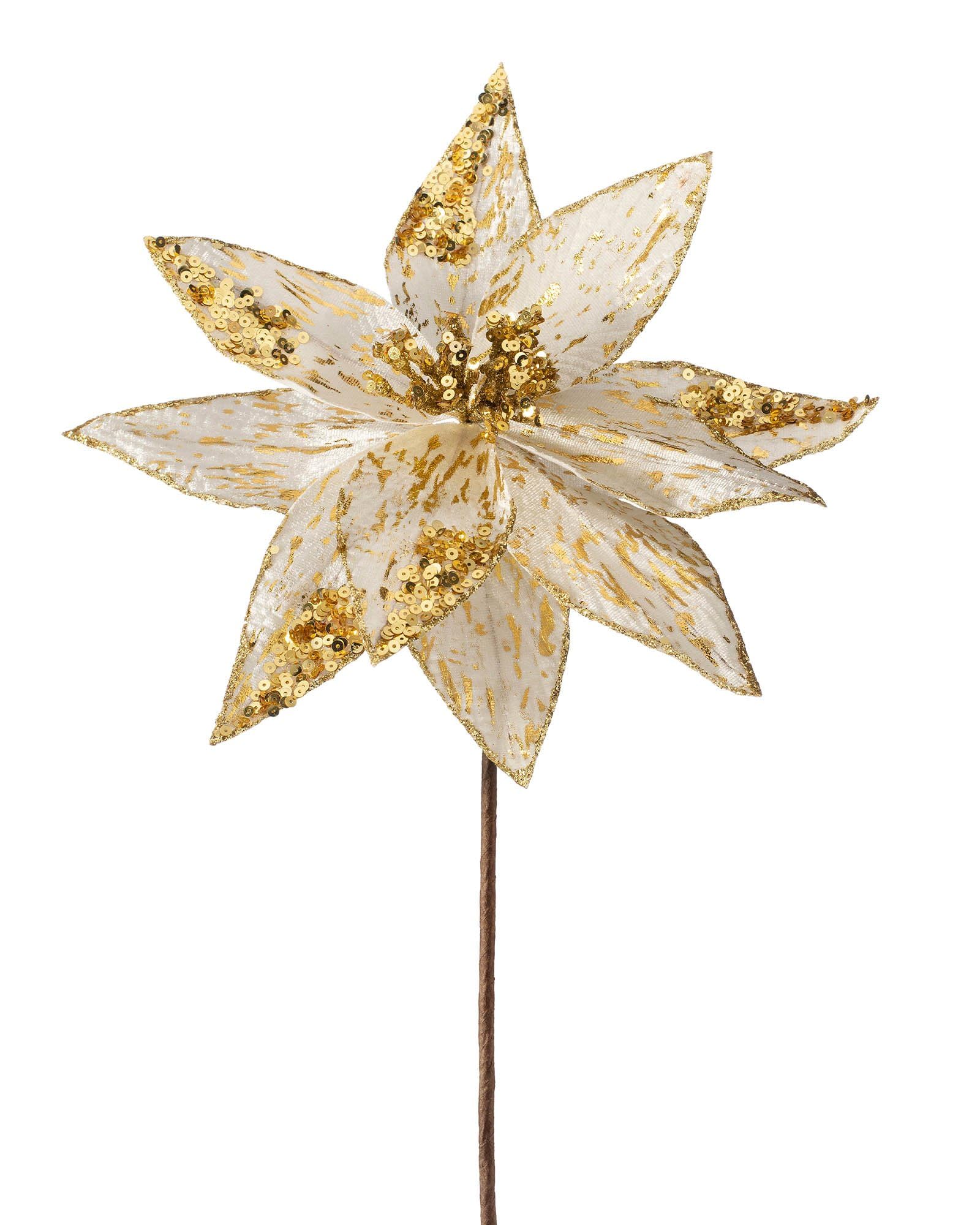WeRChristmas Artificial Poinsettia Christmas Tree Flower Decoration, Gold, 28 cm