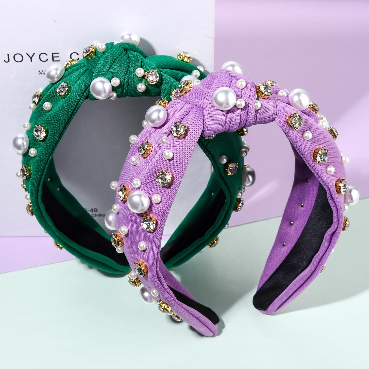 ZOLEAROPY Pearl Knotted Headband for Women White Pearl Rhinestone Jeweled Hairband Headpiece Fashion Bride Boho Twist Knot Wide Head Band Bachelorette Party Hair Accessories Gift
