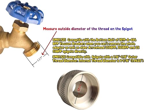 Miniatura 3 de DEWHEL SM01.125 Adaptador de disyuntor de vacío compatible con Arrowhead PK1360 Válvula antisifón Incluye arandela de goma