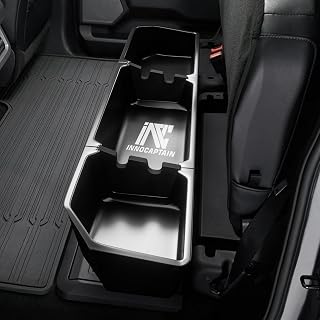 Black Underseat Storage Custom Fit 2017-2024 Ford F-250 F-350 F-350 Super Duty and 2015-2024 Ford F-150 SuperCrew Crew Cab Heavy Duty Rear Under Back Seat Box Organizer, Anti Slip