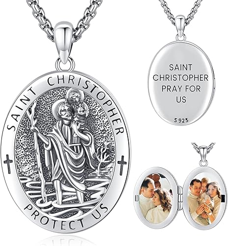 Collar de plata de ley S925 con amuleto de San Patrón, Medalla de protección para hombres y mujeres