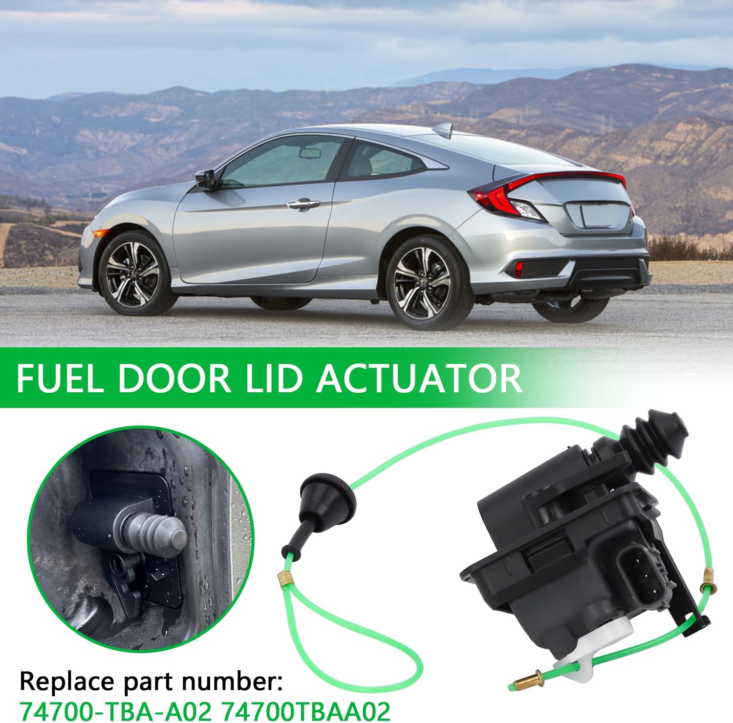 74700-TBA-A02 Fuel Lid Actuator Car Fuel Door Actuator Assembly Compatible with 2016 2017 2018 2019 2020 2021 Honda Civic Replaces# 74700TBAA02
