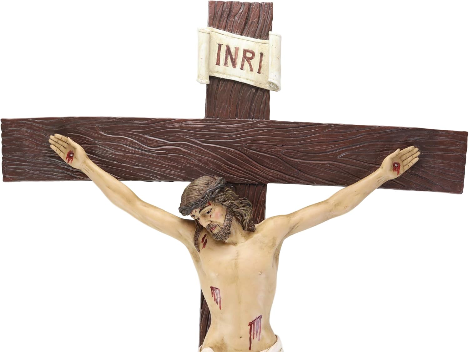 Ebros Large 30 Inches High INRI Jesus Christ Crucified On The Cross Wall Hanging Crucifix Crosses Plaque in Vivid Colors Catholic Christian Sculpture Home Decor Plaque Inspirational Religious Art