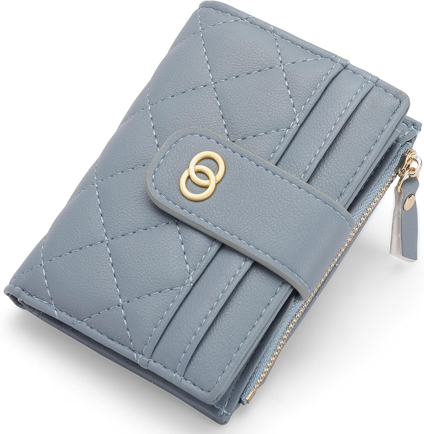 GAEKEAO Small Wallet for Women Slim Bifold Leather Credit Card Holder Wallets Zipper Pocket Coin Purse with ID Window