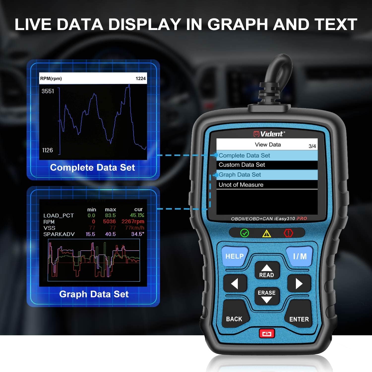 Vident iEasy 310Pro OBD2 Scanner, OBD2 Code Reader, 12V Battery Voltage Tester, Enhanced OBD2 Scan Tool : Automotive
