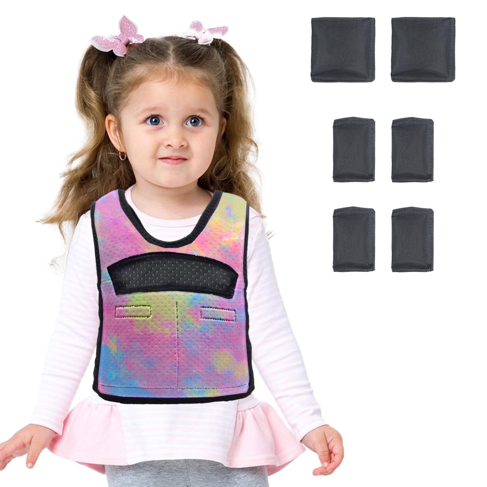 Compression Vest for Kids Small Ages 2 to 4 Weighted Vest for Kids Including 6 Removable Weights Rainbow