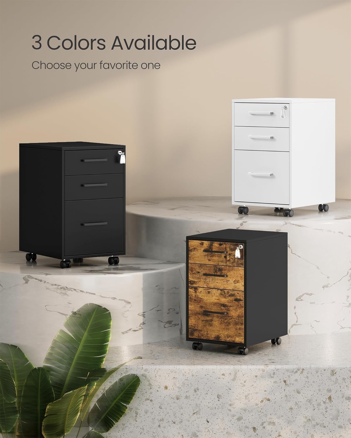 SONGMICS file cabinet showing different file sizes in drawers