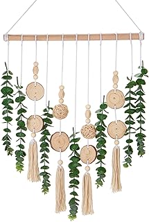 Artificial Eucalyptus Wall Hanging Decor 22.5'' Faux Stems Plants Vine Boho for Bedroom Bathroom Living Room Kitchen Farmhouse Home Decoration