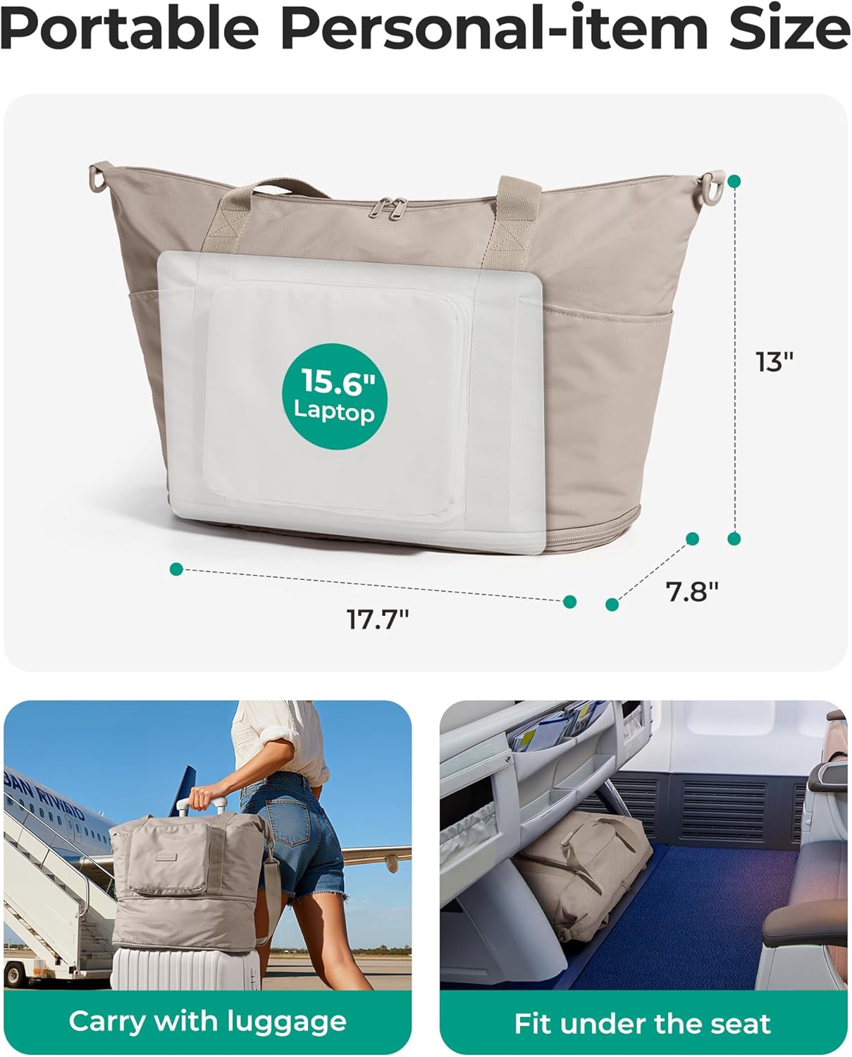 BAGSMART Foldable Travel Bag, 37L Duffle Bag for Travel, Expendable Carry on Weekender Duffel, Lightweight Personal Item Bag, Black - Image 2