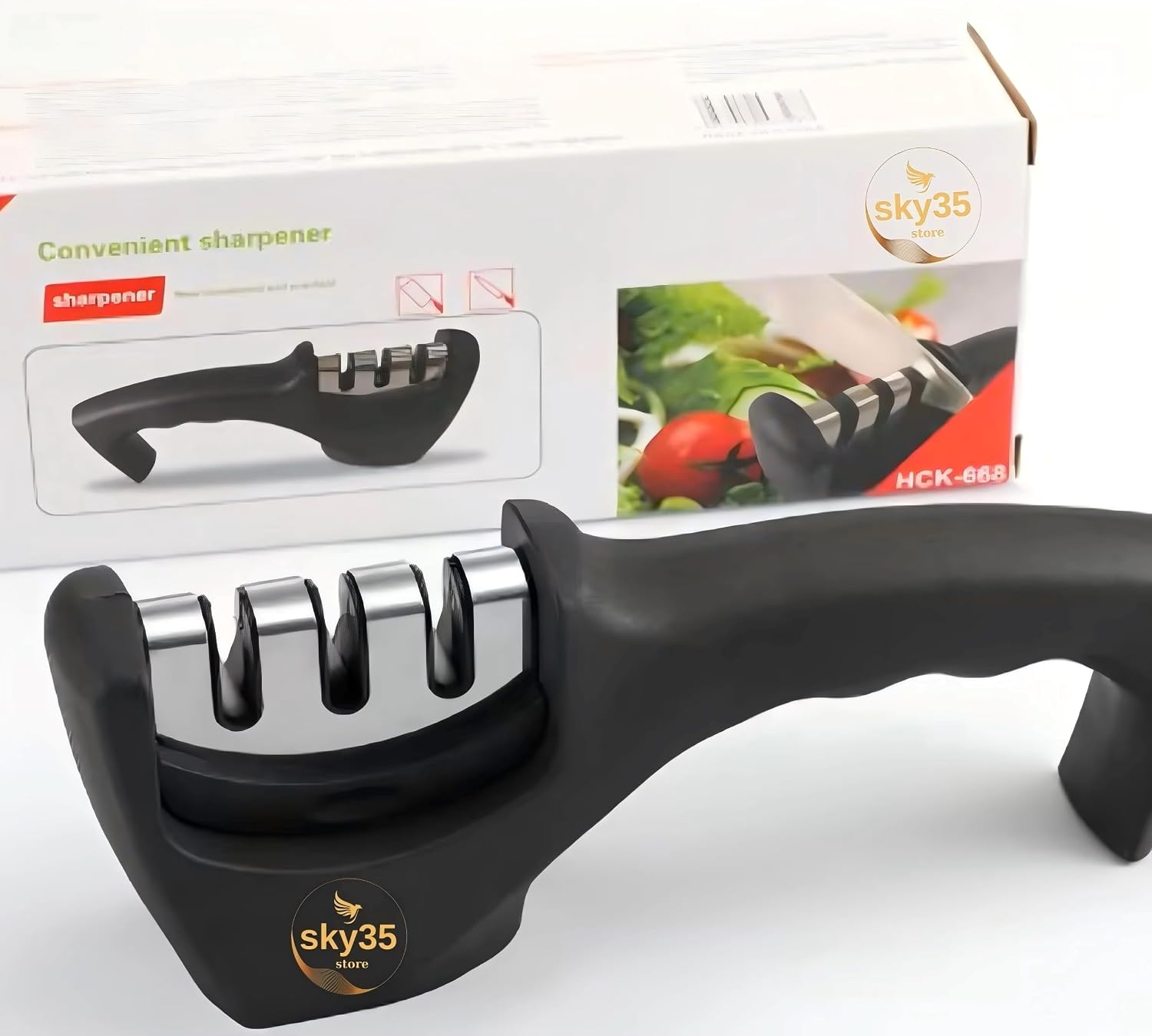 Knife Sharpener-4-in-1-Knife Sharpener - Knives Sharpener with Ceramic Rod - Tungsten Steel, Diamond Rod - Polish,Kitchen Knife Sharpener,Knife and Scissor Sharpener-Kitchen Knife Sharpener