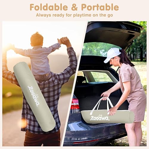 Miniatura 7 de Zooawa Corralito desplegable para bebé, corralito portátil para bebés y niños pequeños con sombras extraíbles y 2 cubiertas UV laterales, corralito