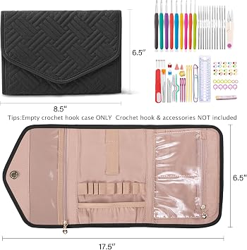 MYBAGZING Crochet Hook Case - Foldable Organizer - Knitting & Crochet Supplies Holder