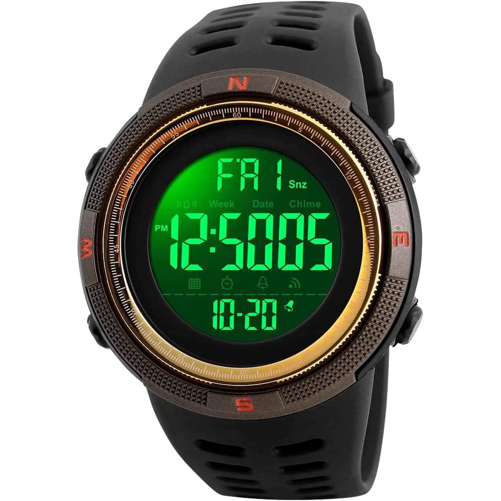 SKMEI Orologio Sportivo Digitale Uomo - 50 M Impermeabile, Militare, Cronometro, Sveglia, Retroilluminazione LED