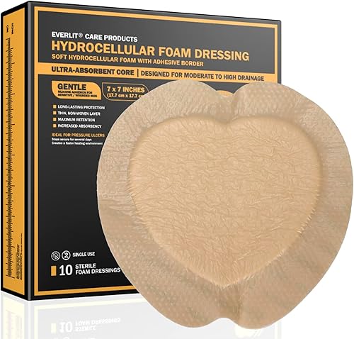 Miniatura 10 de EVERLIT Sacrum - Apósito de espuma de silicona con borde adhesivo paquete de 5 absorbente transpirable impermeable almohadilla de vendaje sacro para