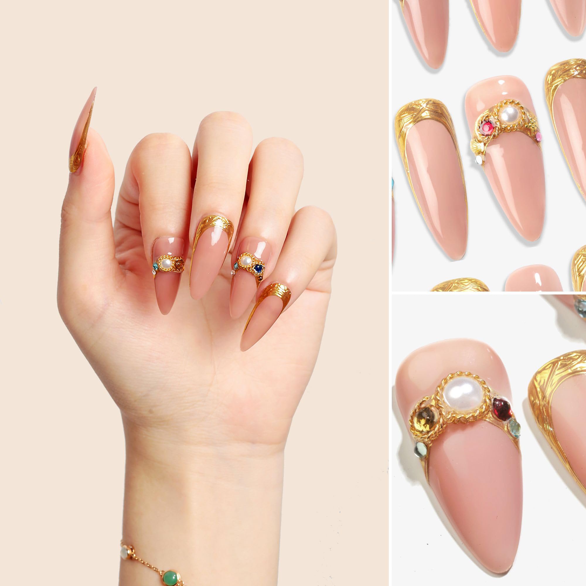 ゴールド スティレット ネイルチップ 10本