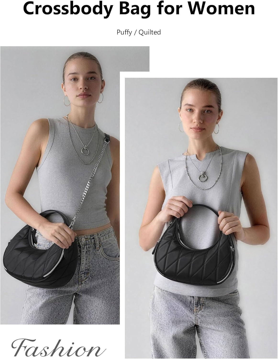 TOPEAST Crossbody Bag for Women Small Quilted Purse Anti-Theft Travel Shoulder Handbag with RFID Protection & Removable Strap