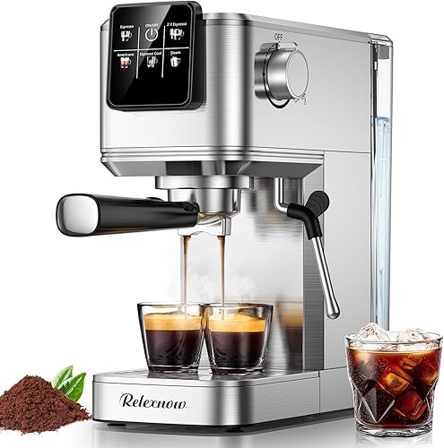 Espresso Machine, 20 Bar Espresso Maker Milk Frother & LCD Panel, Hot & Iced with Rapid Cold Brew, Stainless Steel Espresso Coffee Machine Espresso Machine, 20 Bar Espresso Maker Milk Frother & LCD Panel, Hot & Iced with Rapid Cold Brew, Stainless Steel Espresso Coffee Machine