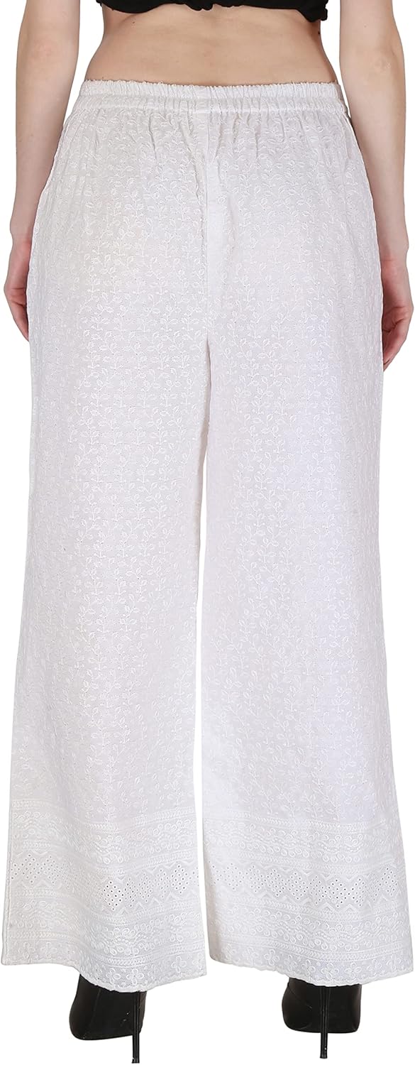 Shopping Queen Women's Cotton Chikankari Embroidery Palazzo - Image 2