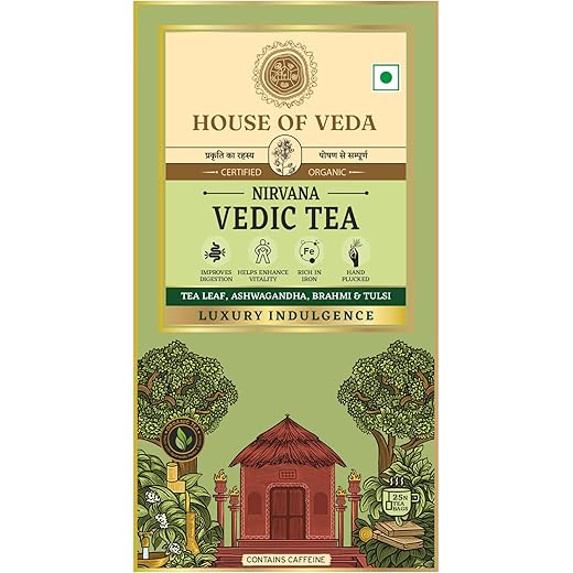 House of Veda Vedic Green Tea with Ayurvedic Herbs 25 Tea Ba