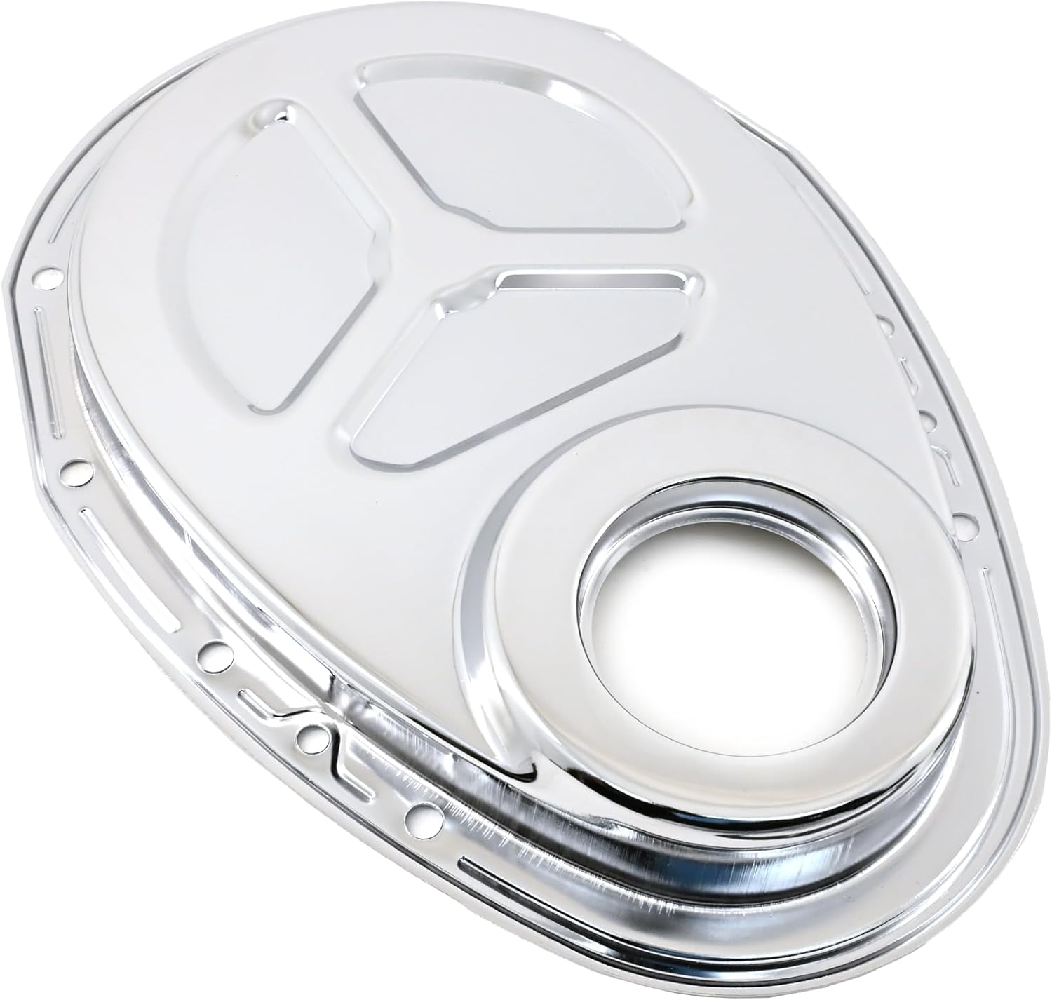 Chrome Steel Timing Chain Cover Set for Chevy Small Block 283–350 | 2-Piece SBC Timing Cover Kit