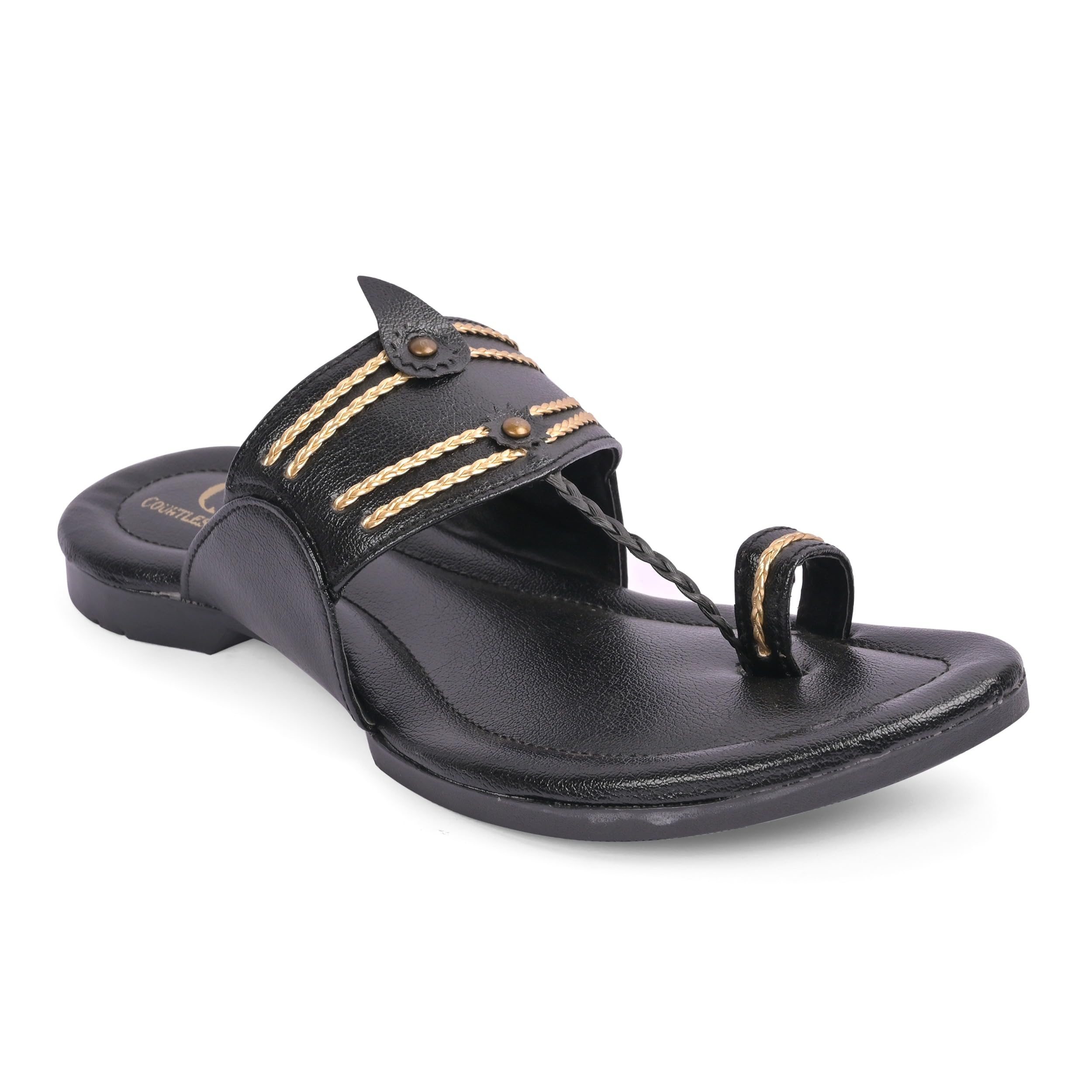 COUNTLESS STEPS Kolhapuri chappal for men| kolhapuri slippers for men| kolapuri chapal men| leather slippers for men| leather chappal for men-B-PARENT A13